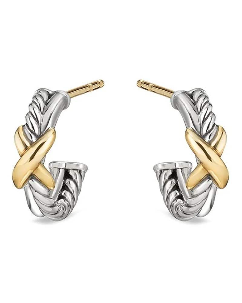 David Yurman 18kt Petite X Gelbgold- und Sterlingsilbercreolen Gold