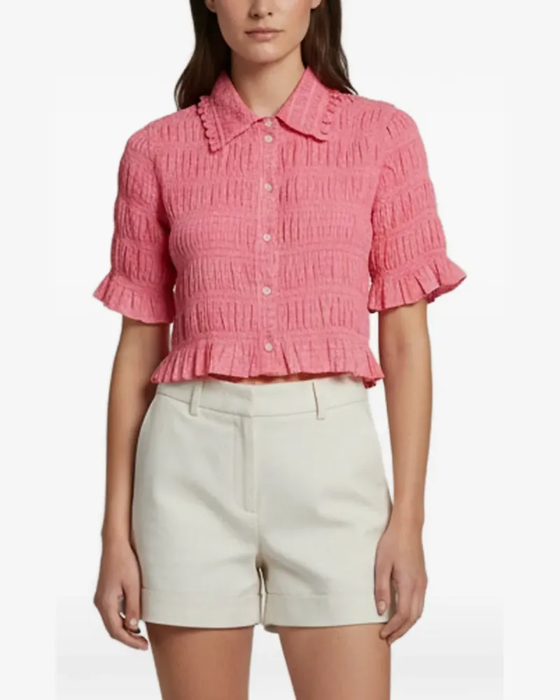 Sandro smocked button-front top - Rosa Rosa