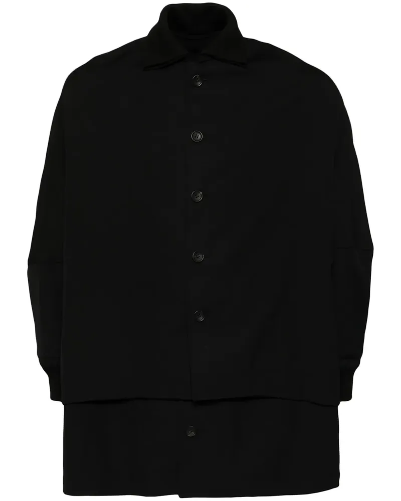 Yohji Yamamoto Einreihiger Mantel - Schwarz Schwarz