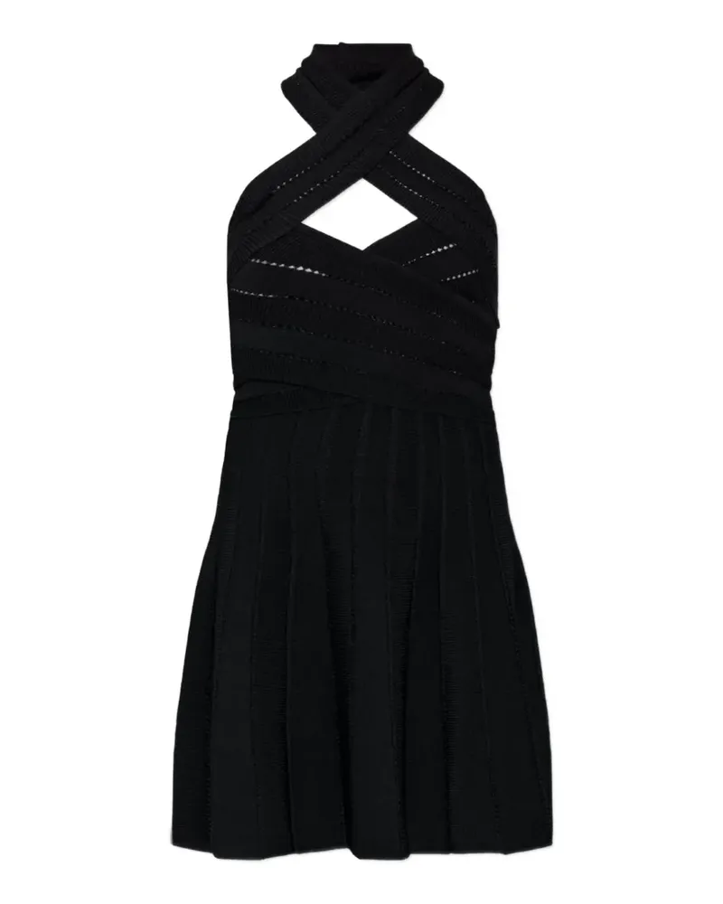 Balmain Neckholder-Minikleid aus Pointelle-Strick - Schwarz Schwarz