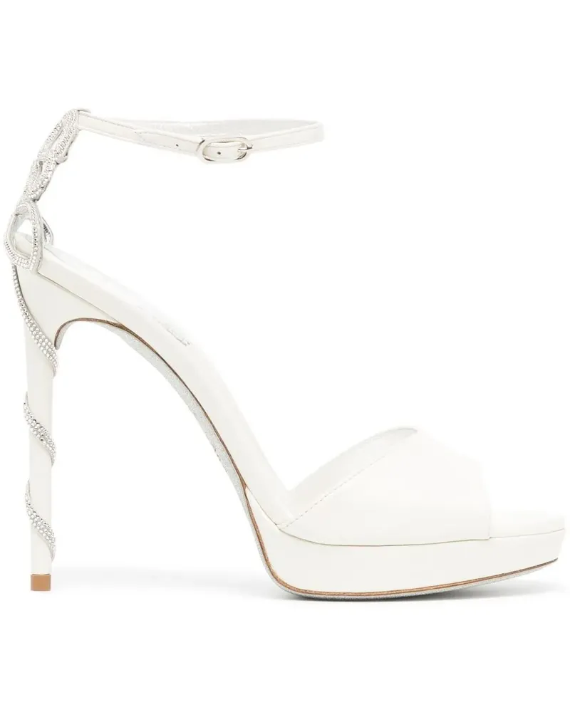 René Caovilla Sandalen mit Kristallen 120mm - Weiß Weiß
