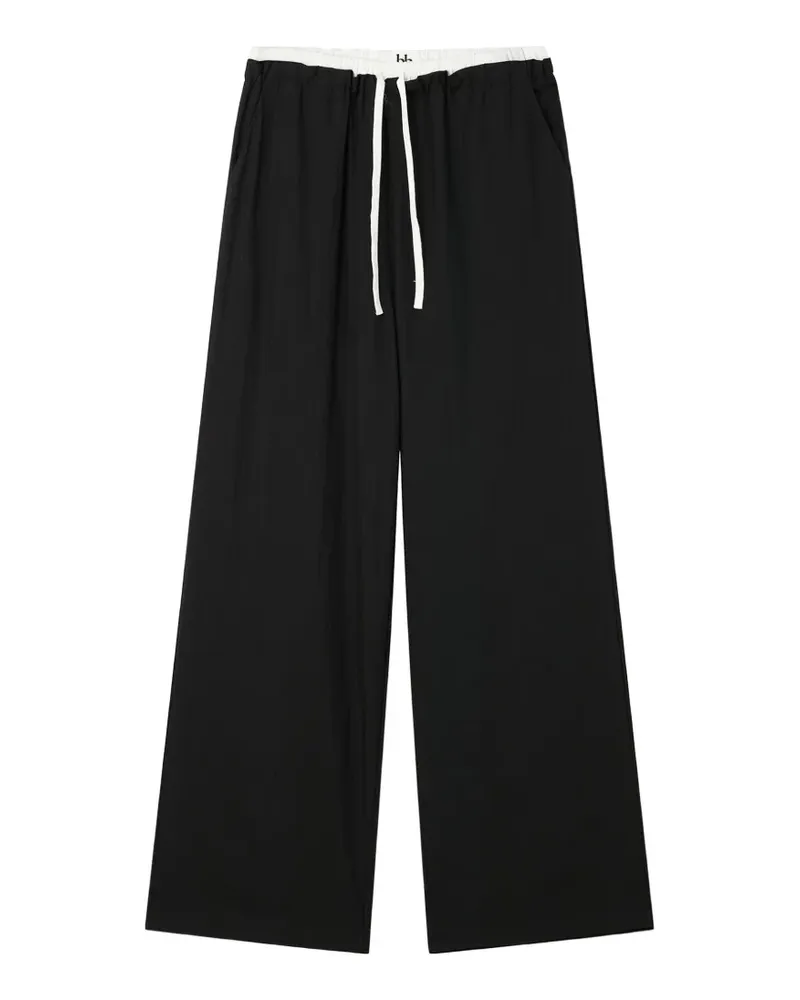 b+ab Wide-Leg-Hose mit Kordelzug - Schwarz Schwarz