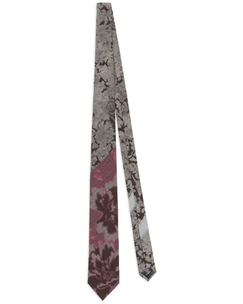 Dries van Noten Krawatte aus Seide mit Blumen-Print Rosa