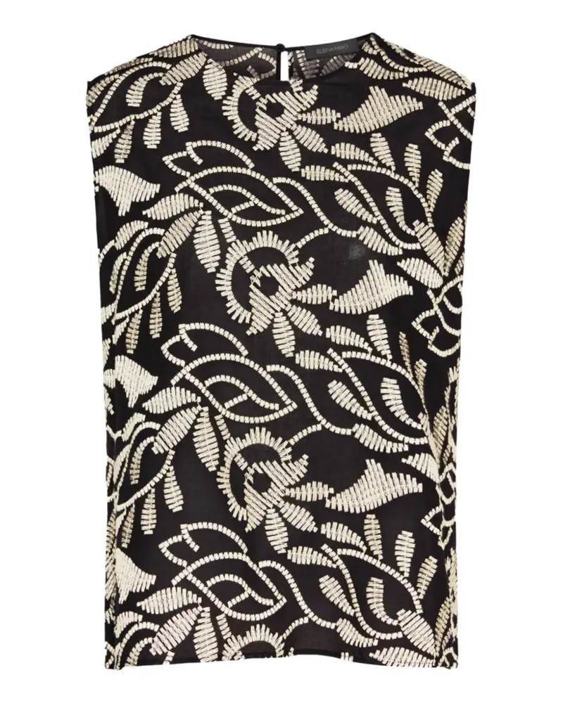 Elena Mirò leaf-embroidered sleeveless top - Schwarz Schwarz