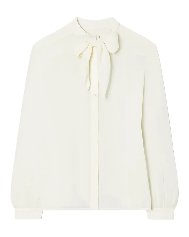 Tory Burch Georgette-Hemd mit Schleifendetail - Weiß Weiß