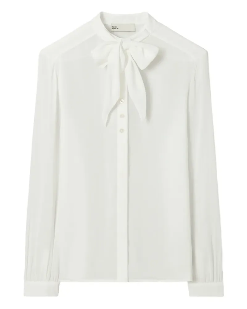 Tory Burch Georgette-Hemd mit Schleifendetail - Weiß Weiß