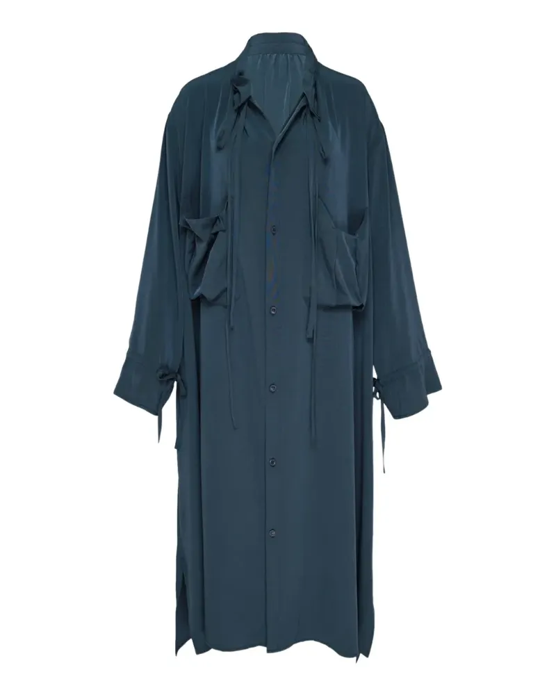 Yohji Yamamoto Drapiertes Midikleid mit Schlitz - Blau Blau