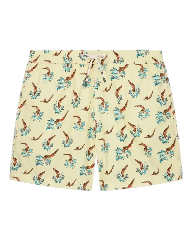 Hartford Swim divers-print swim shorts - Gelb Gelb