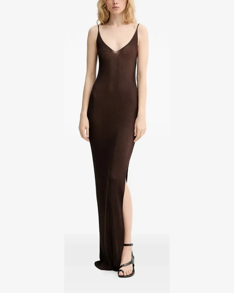 Gestuz GZsilvi ribbed-knit side-slit maxi dress - Braun Braun