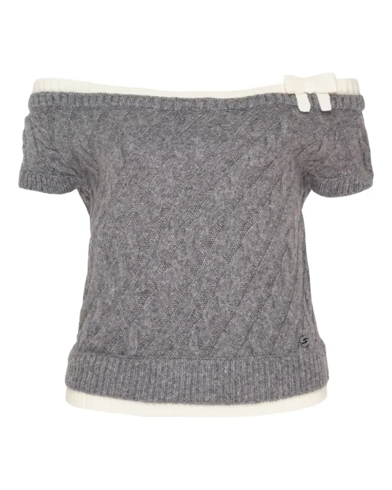 SHUSHU/TONG cable-knit bow-detail top - Grau Grau