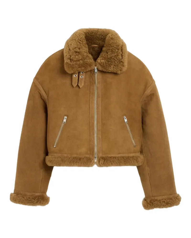 AMI Paris sheep-shearling aviator jacket - Braun Braun