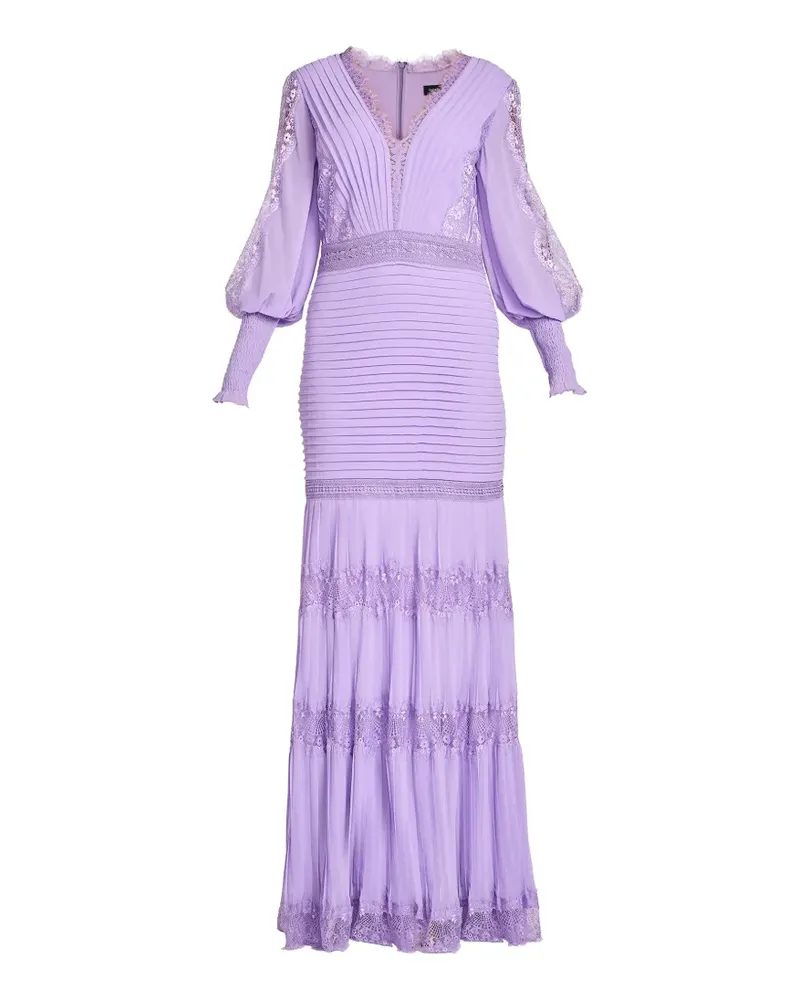 Tadashi Shoji maxi Nyssa Bishop lace-trimmed pleated dress - Violett Violett