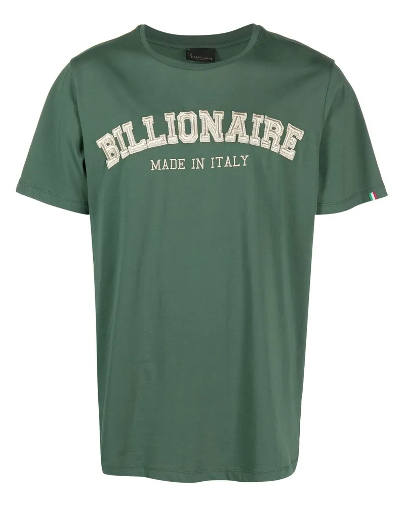 Billionaire T-Shirt mit Logo-Stickerei Green