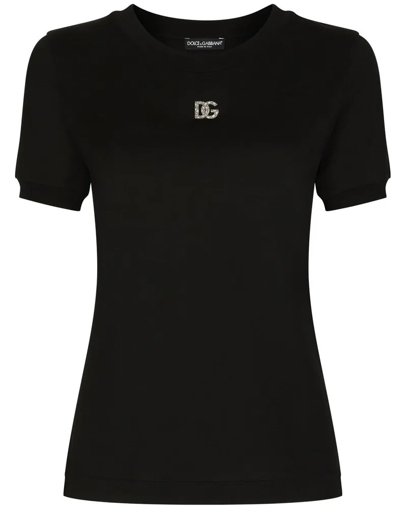 Dolce & Gabbana T-Shirt mit Kristallverzierung - Schwarz Schwarz