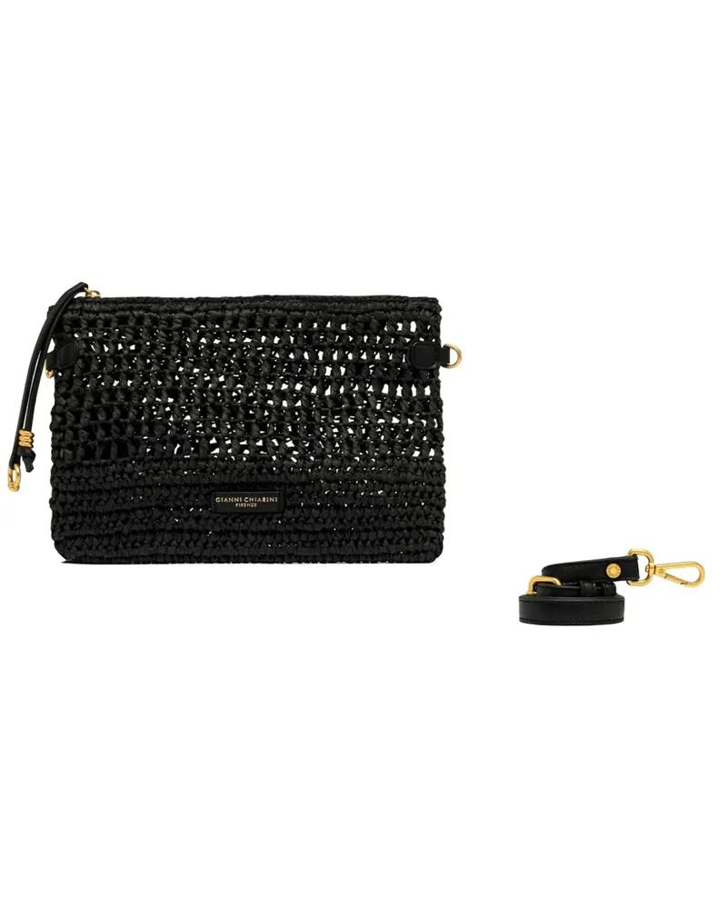 Gianni Chiarini small Nefeli crochet zip pouch bag - Schwarz Schwarz