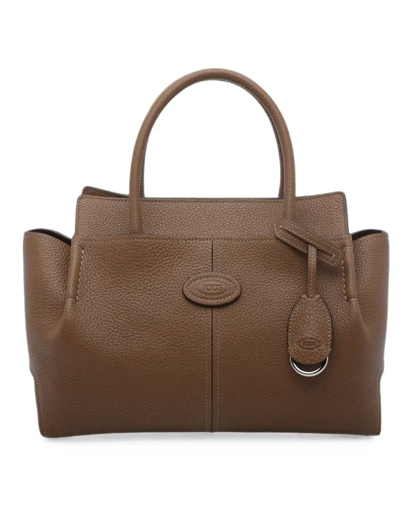 TOD'S logo-plaque pebbled leather tote bag - Braun Braun