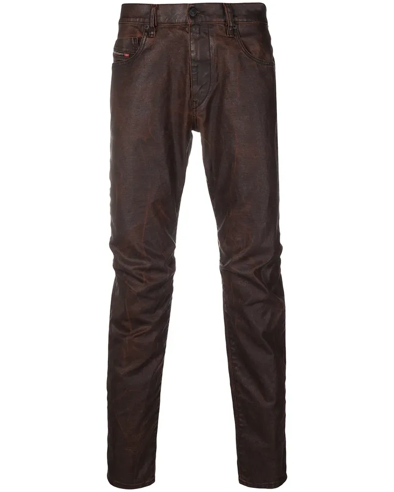 Diesel Halbhohe D-Strukt Slim-Fit-Jeans - Braun Braun