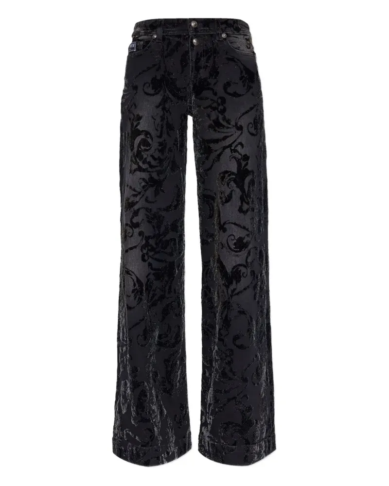 Versace Jeans floral-pattern flared jeans - Schwarz Schwarz