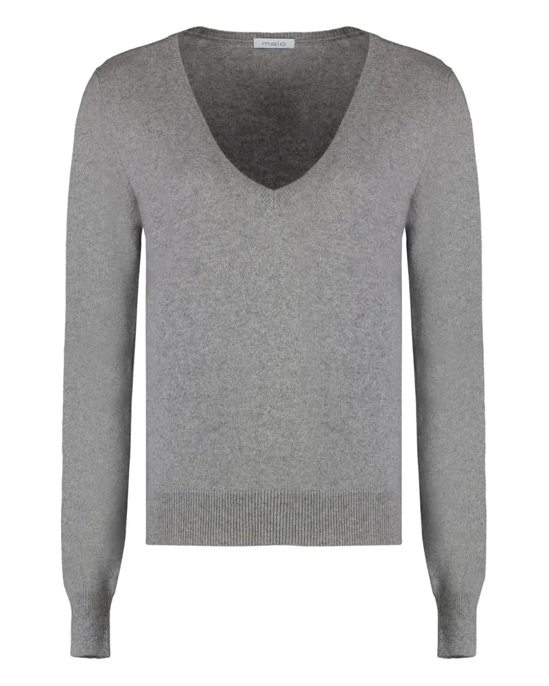 Malo Gestrickter Pullover - Grau Grau