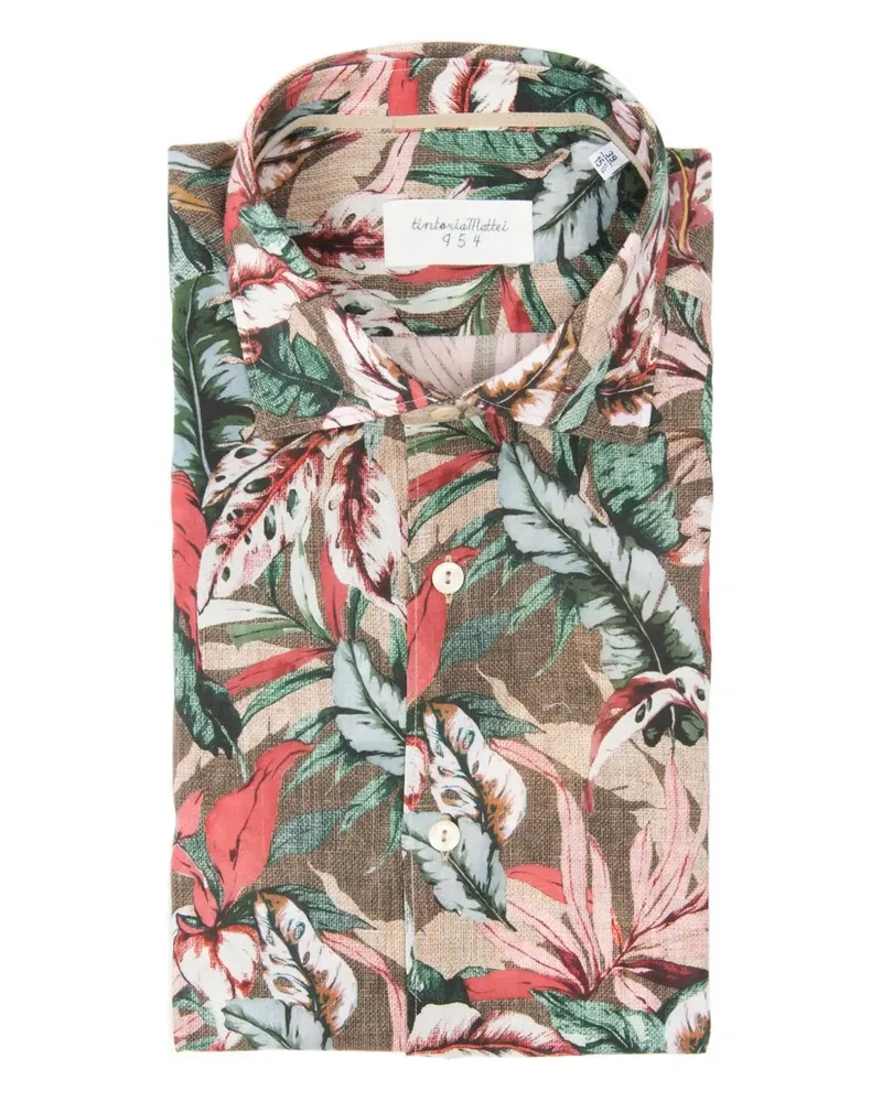 Tintoria Mattei Hemd mit Blatt-Print - Braun Braun