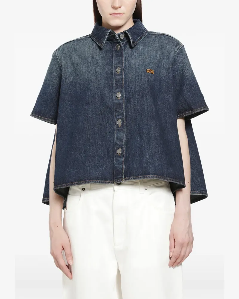 Loewe logo-embroidery short-sleeve shirt - Blau Blau