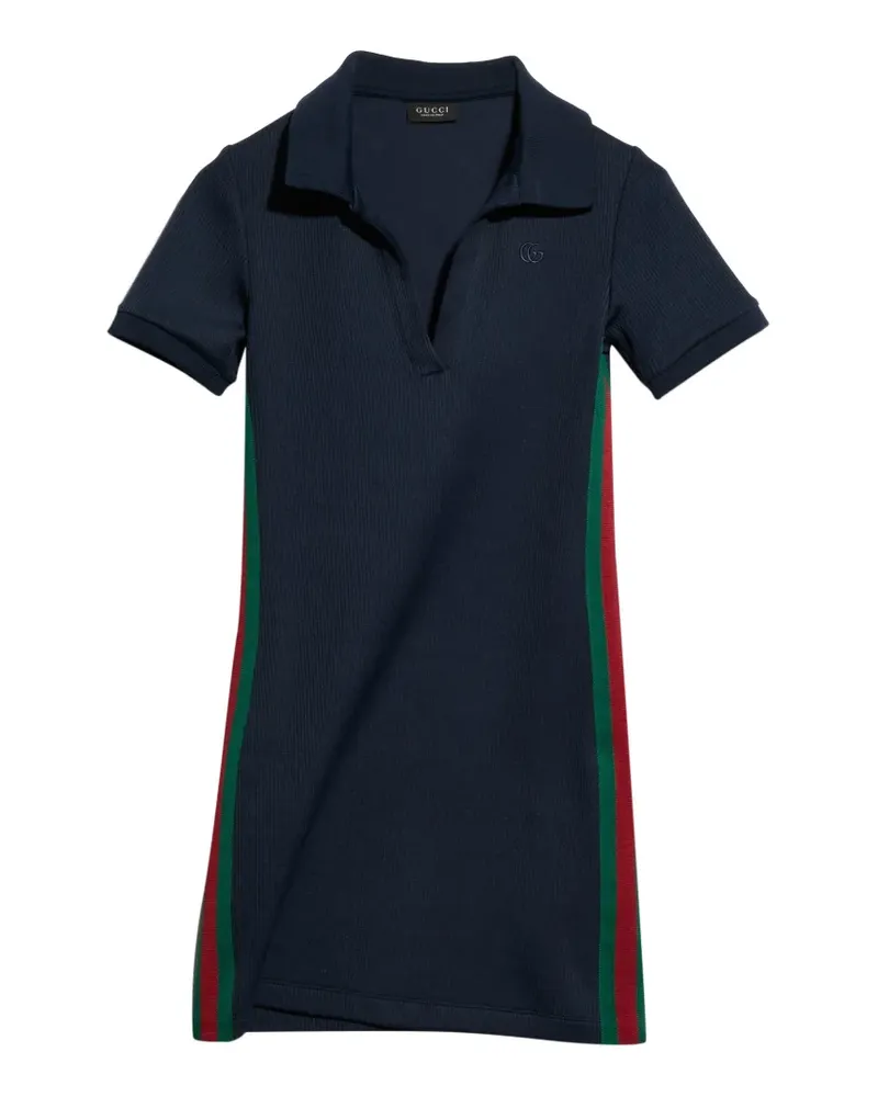 Gucci Geripptes Jerseykleid mit Web - Blau Blau