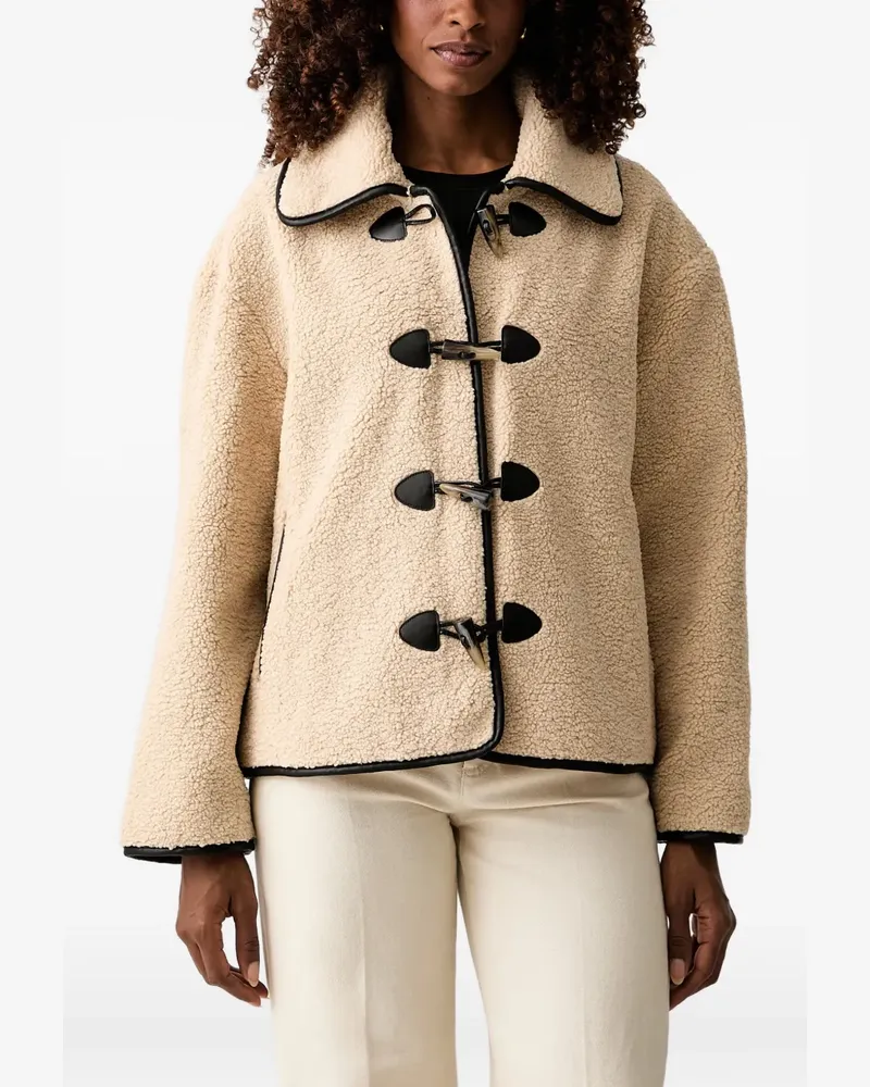 Twin-Set faux-fur caban coat with frog fasteners - Nude Nude