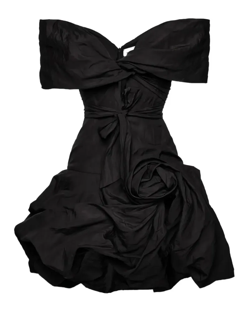Magda Butrym Drapiertes Midikleid mit Schalkragen - Schwarz Schwarz
