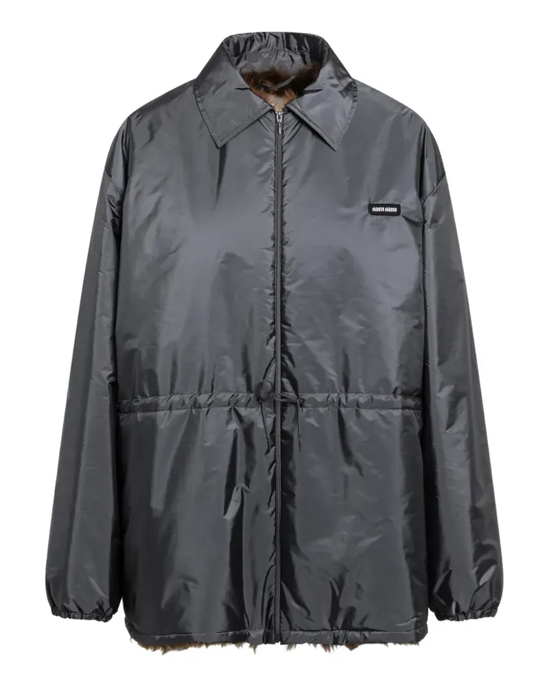 Miu Miu technical fabric and shearling blouson jacket - Grau Grau