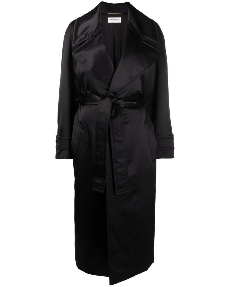 Saint Laurent Mantel mit fallendem Revers - Schwarz Schwarz