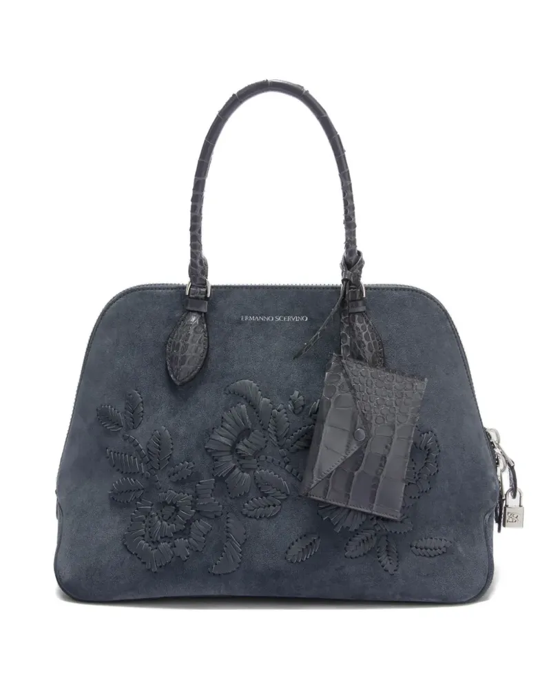 Ermanno Scervino Bestickte Orsetta Tote Bag aus Wildleder - Grau Grau