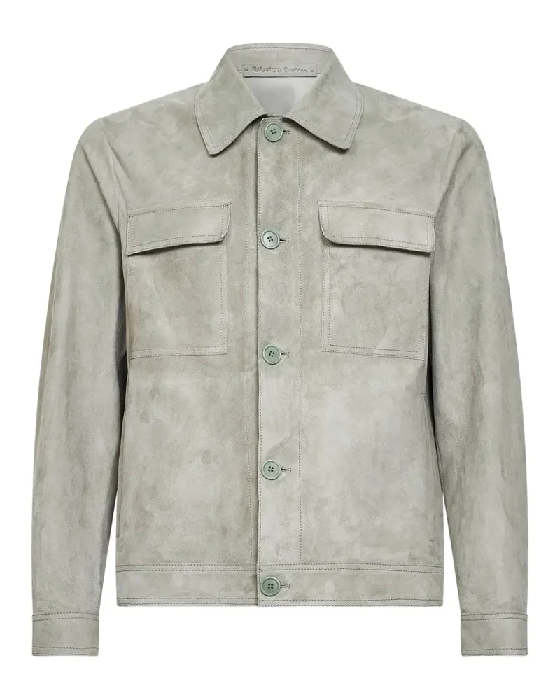 Salvatore Santoro button chest pocket leather jacket - Grau Grau