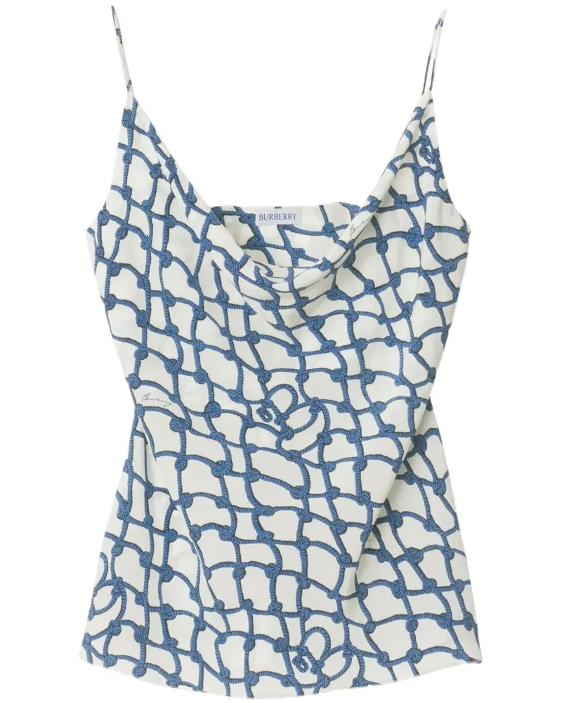 Burberry Seidenoberteil mit Print - Blau Blau