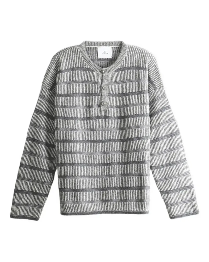 The Elder Statesman striped button-neck sweater - Grau Grau
