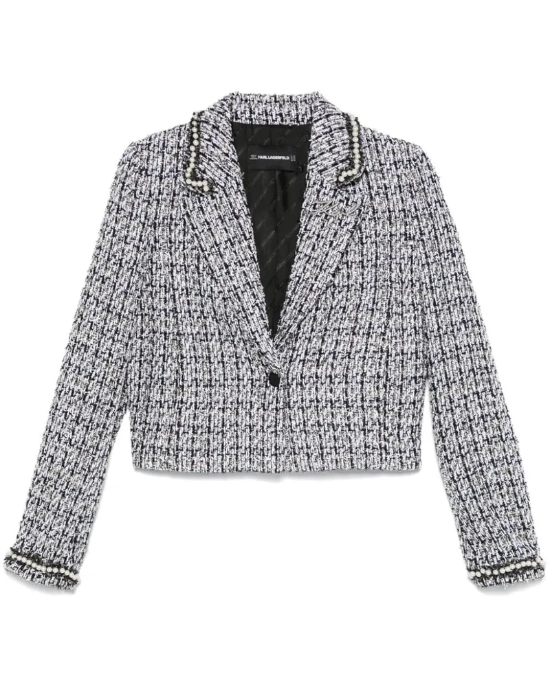 Karl Lagerfeld Boculé-Jacke mit Kunstperlenverzierung - Schwarz Schwarz