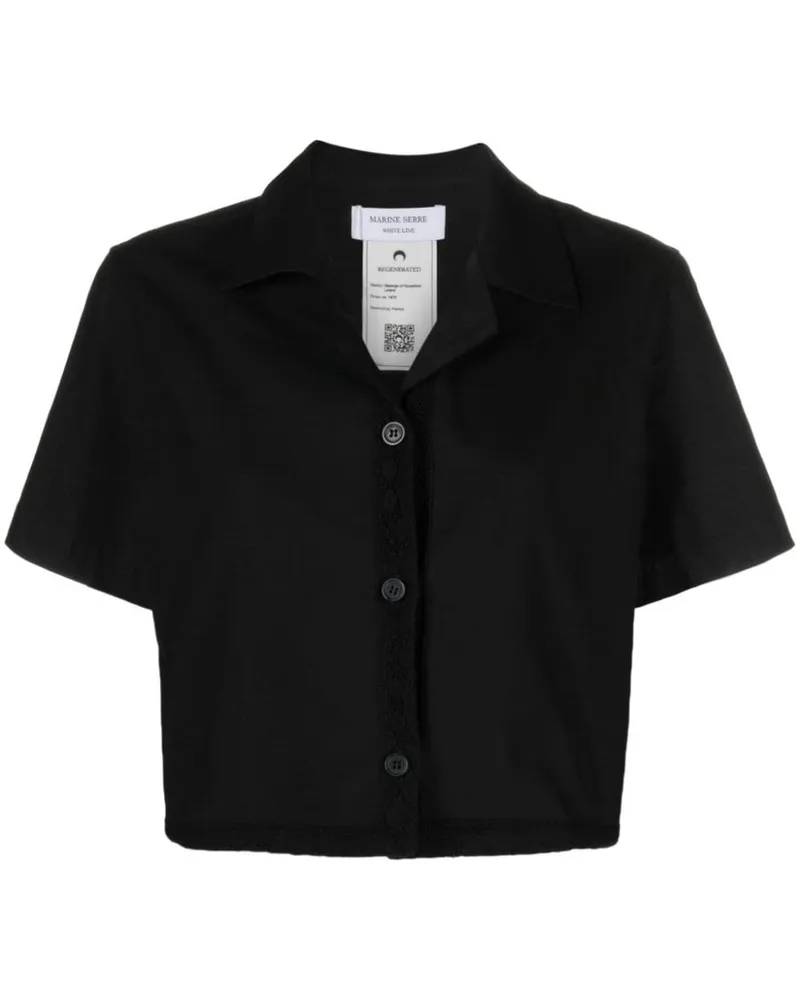 Marine Serre Regenerated Household Linen Baumwollhemd - Schwarz Schwarz