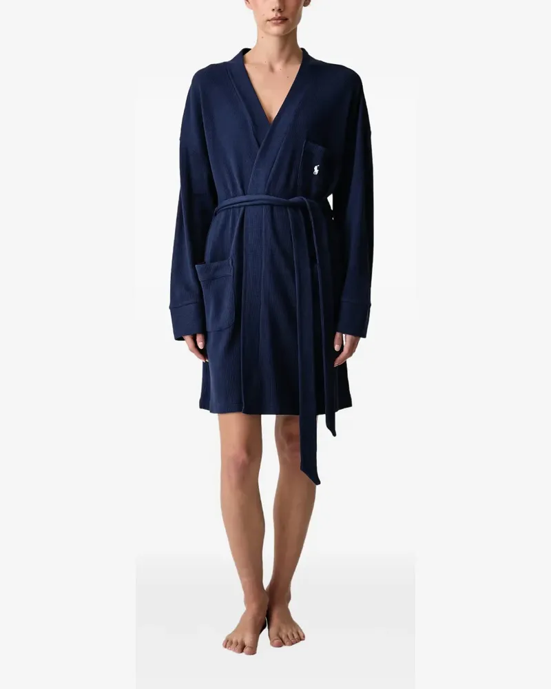 Ralph Lauren Bademantel in Waffelstrick mit Gürtel - Blau Blau