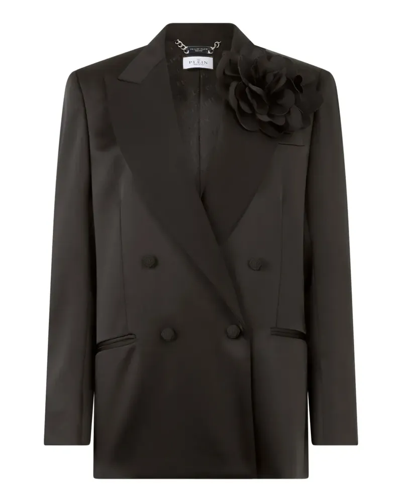 Philipp Plein double-breasted satin blazer - Schwarz Schwarz