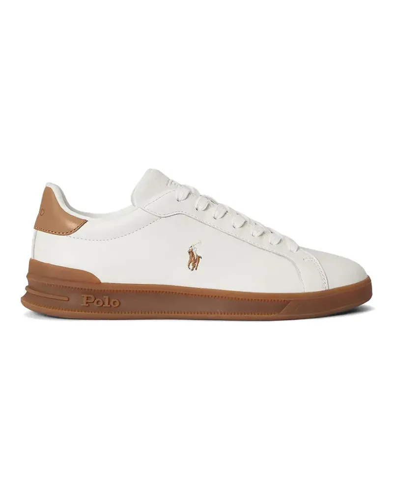 Ralph Lauren logo-embroidered leather sneakers - Weiß Weiß