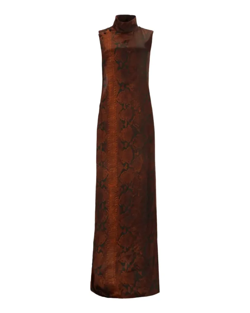Jean Paul Gaultier Faltenkleid mit Python-Print - Braun Braun