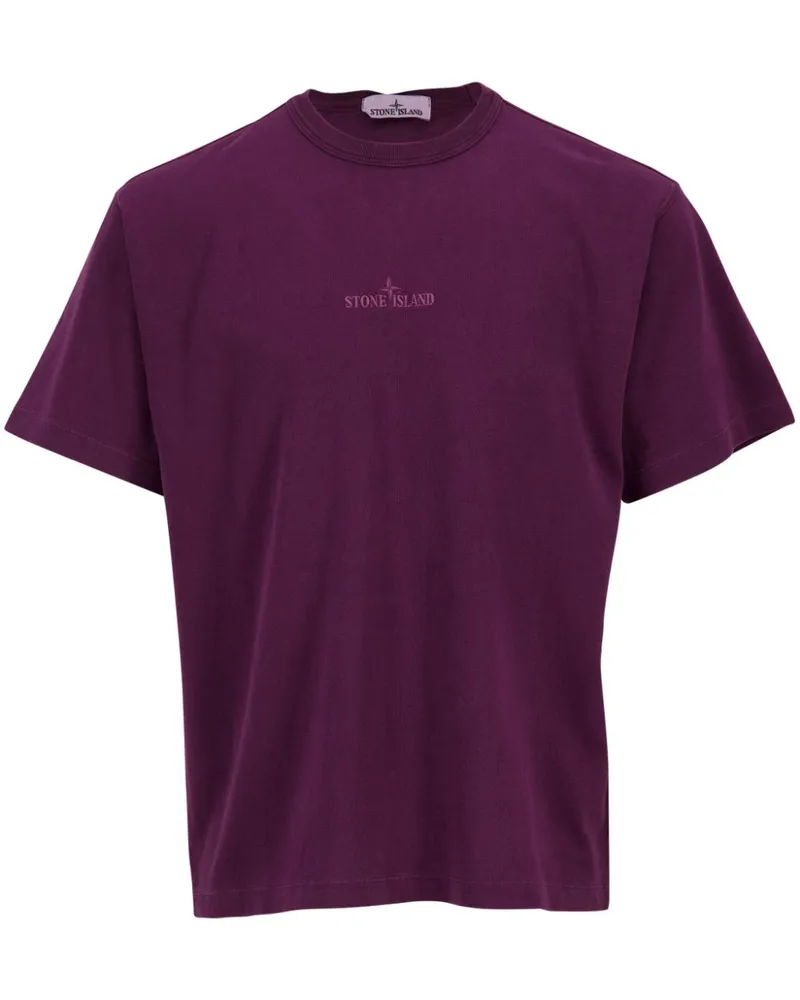 Stone Island T-Shirt mit Logo-Stickerei - Violett Violett