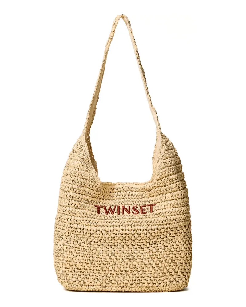 Twin-Set Bestickte Beuteltasche - Nude Nude