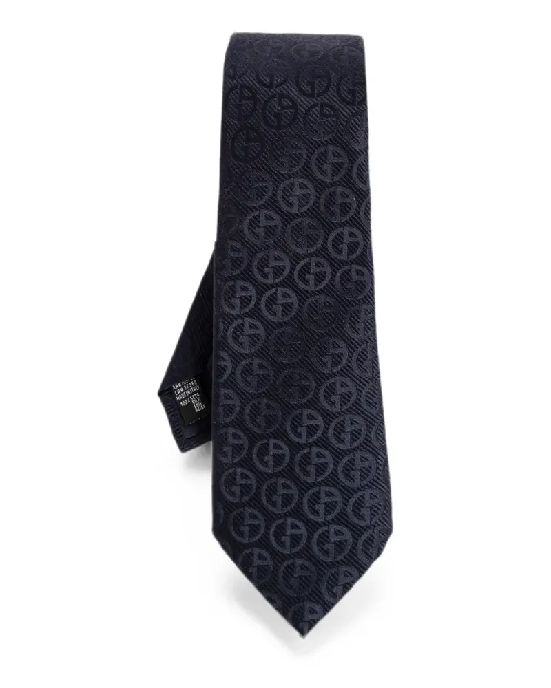 Giorgio Armani Seidenkrawatte aus Logo-Jacquard - Blau Blau