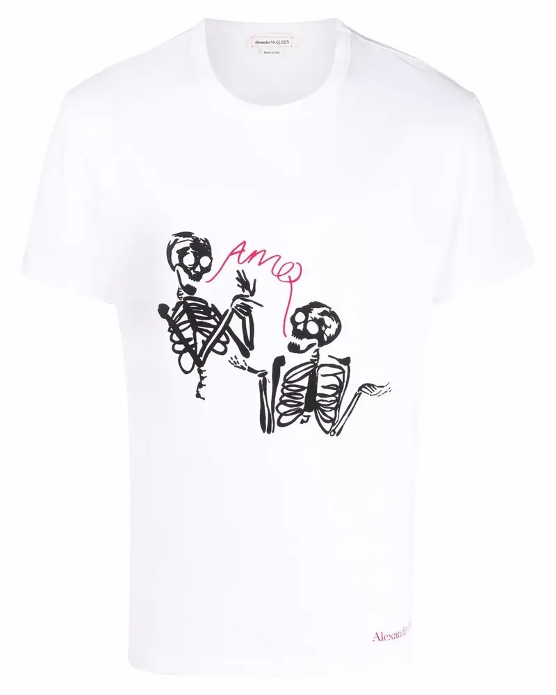 Alexander McQueen T-Shirt mit Skelett-Print - Weiß Weiß