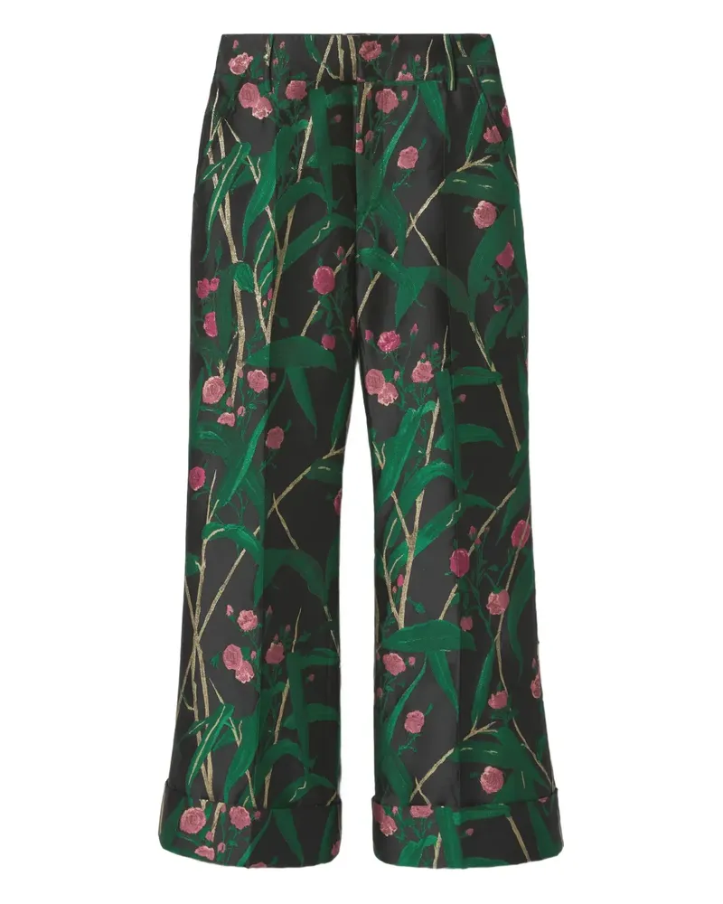 La DoubleJ Hendrix Hose aus Blumenjacquard - Grün Grün