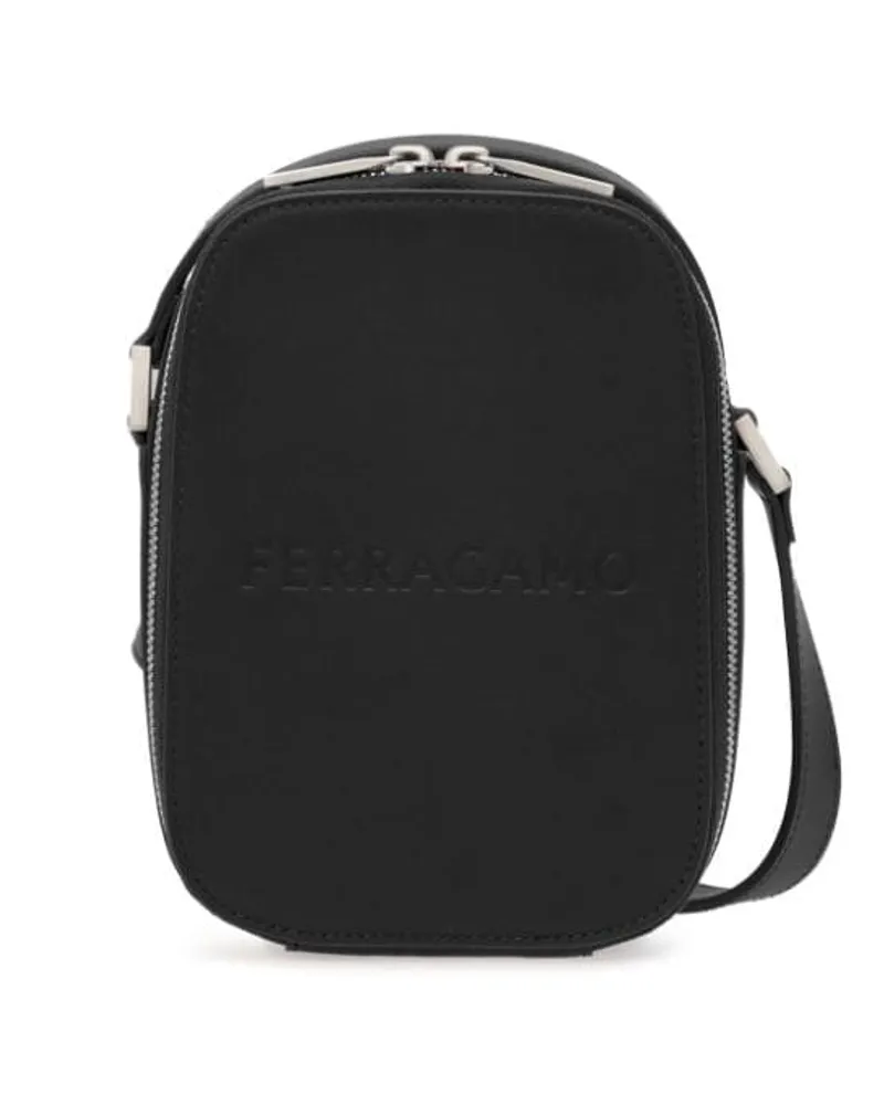 Ferragamo Schultertasche mit Logo-Prägung Schwarz