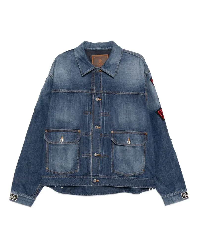 Mastermind Japan patch-detail denim jacket - Blau Blau