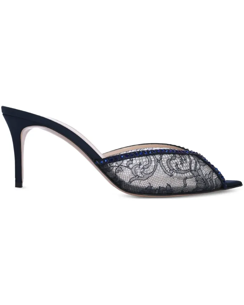 Andrea Wazen Katy Mules mit Spitze 75mm - Blau Blau
