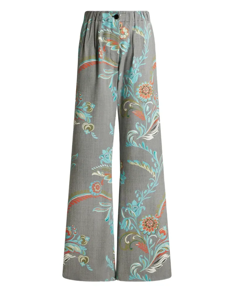Etro Hose mit Blumen-Print - Grau Grau