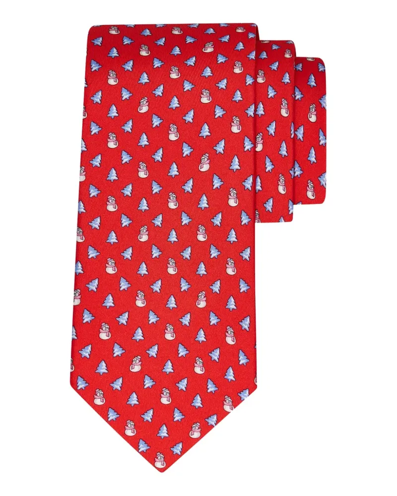 Ferragamo Seidenkrawatte mit Weihnachts-Print - Rot Rot
